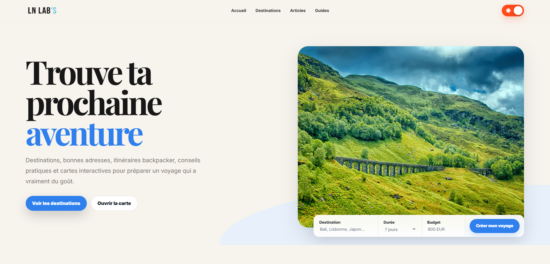 Backpacker CMS - Site de voyage